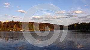 Beautiful clean European park with a beautiful view of the lake