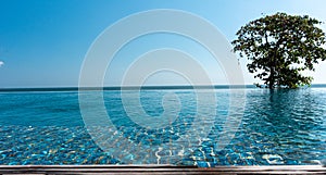 Beautiful clean infinity pool at a beach resort in bali