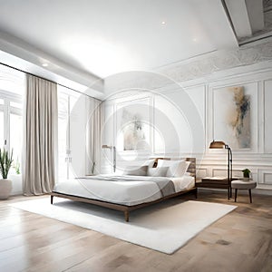 Beautiful clean master bedroom - ai generated image