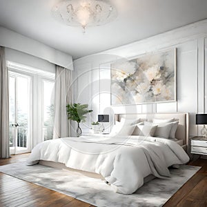 Beautiful clean master bedroom - ai generated image