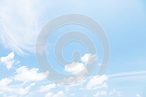Beautiful clear blue sky background with  plain  large white cloud