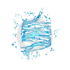 Beautiful clear blue water splash isolated on white background. 3d illustration, 3d rendering