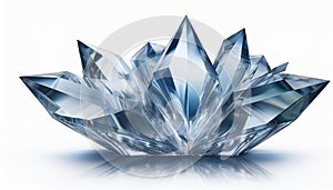 Beautiful clear crystal 3d rendering side view isolate on White background