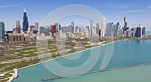 Beautiful Clear Day Aerial View Lake Shore Drive Chicago Illinois Skyline photo