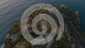 Beautiful cliff with buildings on top of it, blue sea water, nature, Spain, 4k