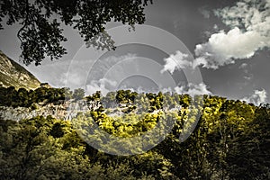 Beautiful cliff, close up on the top of the mountain in pyrenees