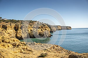 Beautiful cliffs of Algarve, Algar Seco, Portugal photo