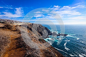 Beautiful Cliffs with the Blue Ocean Water in Vina Del Mar