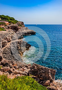 Beautiful cliffs seascape on Majorca island, Spain