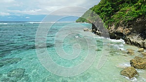 Beautiful cliffs with transparent ocean. Aerial view