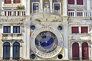 Beautiful clock in St. Mark`s Square in Venice, Italy