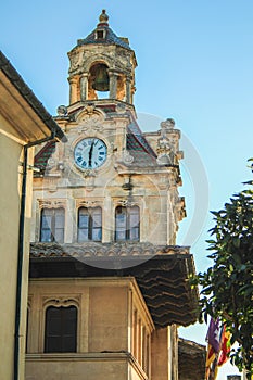 Beautiful Clock Tower in Alcudia, Mallorca, Spain