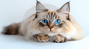 Adorable Ragdoll Cat with Striking Blue Eyes and Soft Fur photo