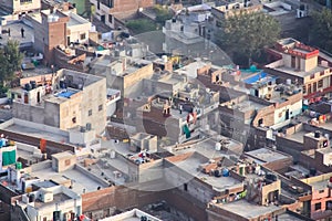 Beautiful close up top view landscape of the city of Jaipur in Rajasthan India.