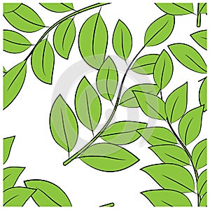 Beautiful closeup of green leaves for decoration design. Abstract green color background. Vector fabric seamless pattern