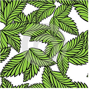 Beautiful closeup of green leaves for decoration design. Abstract green color background. Vector fabric seamless pattern.