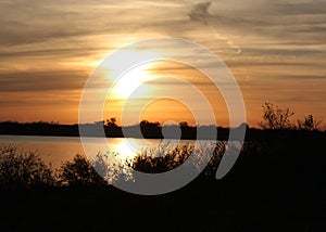 Beautiful Clouded Sunset over Grapevine Lake