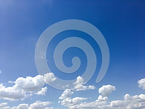 White clouds disappear in the hot sun on blue sky. Clouds on blue sky background. Weather nature blue sky with white cloud and sun