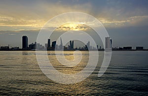 Beautiful clouds and Bahrain skyline during sunset, HDR