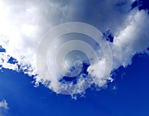 Beautiful clouds in the blue sky, azure stratosphere.