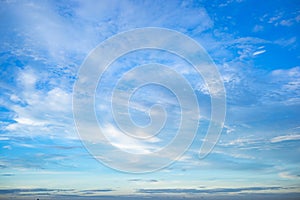 Beautiful clouds with blue sky background. Nature weather.