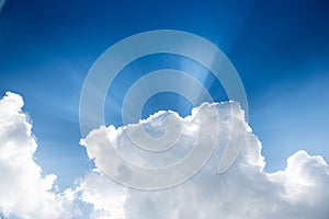 Beautiful clouds and bluesky in natural light with sun ray, backgrounds