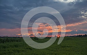 Beautiful clouds and bright sunset sky