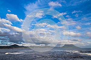 Beautiful clouds and ocean with Mt. Kaimon in Kagoshima, Japan