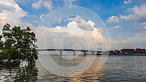 Beautiful Clouds Over a Bridge in Bang Tabun, Thailand.