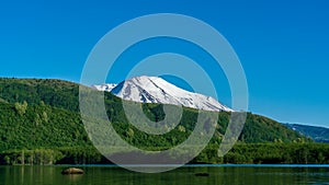 Looking Across Coldwater Lake Towards Mount Saint Helens from a Kayak