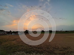 Beautiful Clouds with riped wheats field