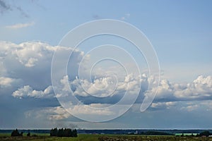 Beautiful clouds in the sky. Clouds foreshadowing rain