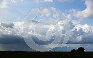 Beautiful clouds in the sky. Clouds foreshadowing rain