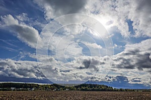 Beautiful clouds in the sky. Clouds foreshadowing rain