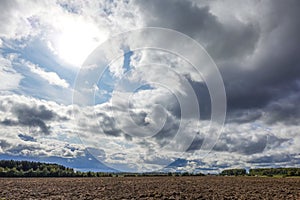 Beautiful clouds in the sky. Clouds foreshadowing rain