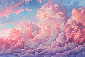 Beautiful clouds in the sky at sunset. 3D illustration.