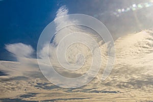 Beautiful cloudscape and blue sky from aerial view, nature view from above the sky and clouds. White clouds and blue sky view like