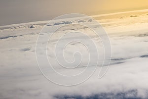 Beautiful cloudscape and blue sky from aerial view, nature view from above the sky and clouds. White clouds and blue sky view like