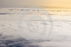 Beautiful cloudscape and blue sky from aerial view, nature view from above the sky and clouds. White clouds and blue sky view like