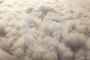 Beautiful cloudscape and blue sky from aerial view, nature view from above the sky and clouds. White clouds and blue sky view like