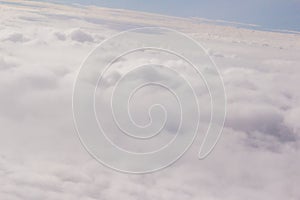 Beautiful cloudscape and blue sky from aerial view, nature view from above the sky and clouds. White clouds and blue sky view like