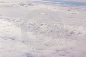 Beautiful cloudscape and blue sky from aerial view, nature view from above the sky and clouds. White clouds and blue sky view like