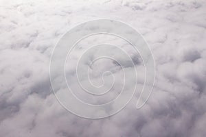 Beautiful cloudscape and blue sky from aerial view, nature view from above the sky and clouds. White clouds and blue sky view like