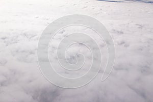 Beautiful cloudscape and blue sky from aerial view, nature view from above the sky and clouds. White clouds and blue sky view like