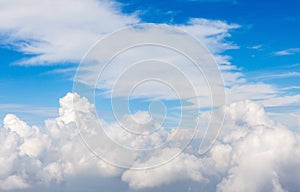 Beautiful cloudscape, on the heaven view over white fluffy cloud