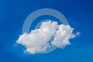 Beautiful cloudscape of nature single white cloud only one on blue sky background