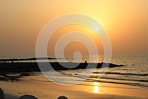 Beautiful cloudscape over sea sunrise