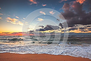 Beautiful cloudscape over the sea, sunset shot