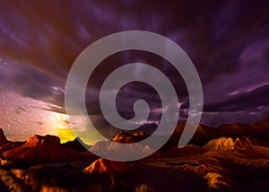 Beautiful Cloudy Night Badlands South Dakota