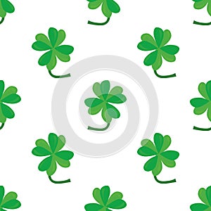 Beautiful clover leaves isolated on white background is in Seamless pattern